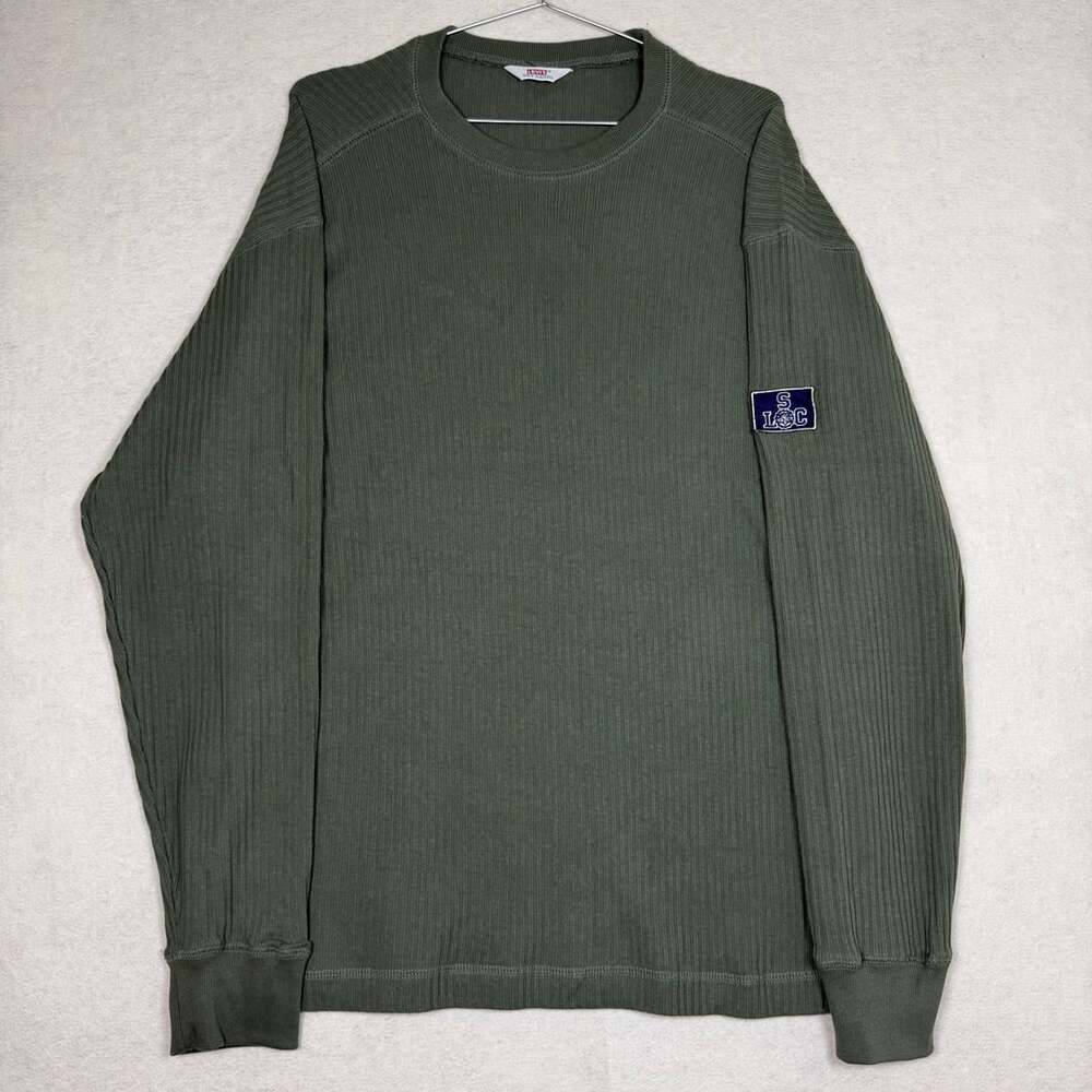 Vintage Levis Shirt Mens XL Dry Goods 90s Green Ribbed Long Sleeve Thermal Patch